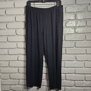 Eileen Fisher Black Viscose Spandex Jersey Knit Elastic Waist Crop Pants Medium